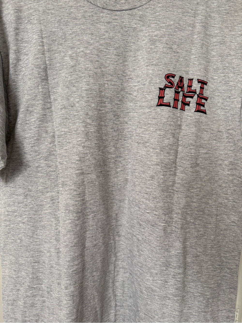 Salt Life Heather Gray Tee with Red Chest Logo